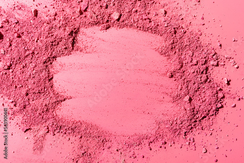 Papier peint Abstract waves composition made from crushed blush on pink background with copy