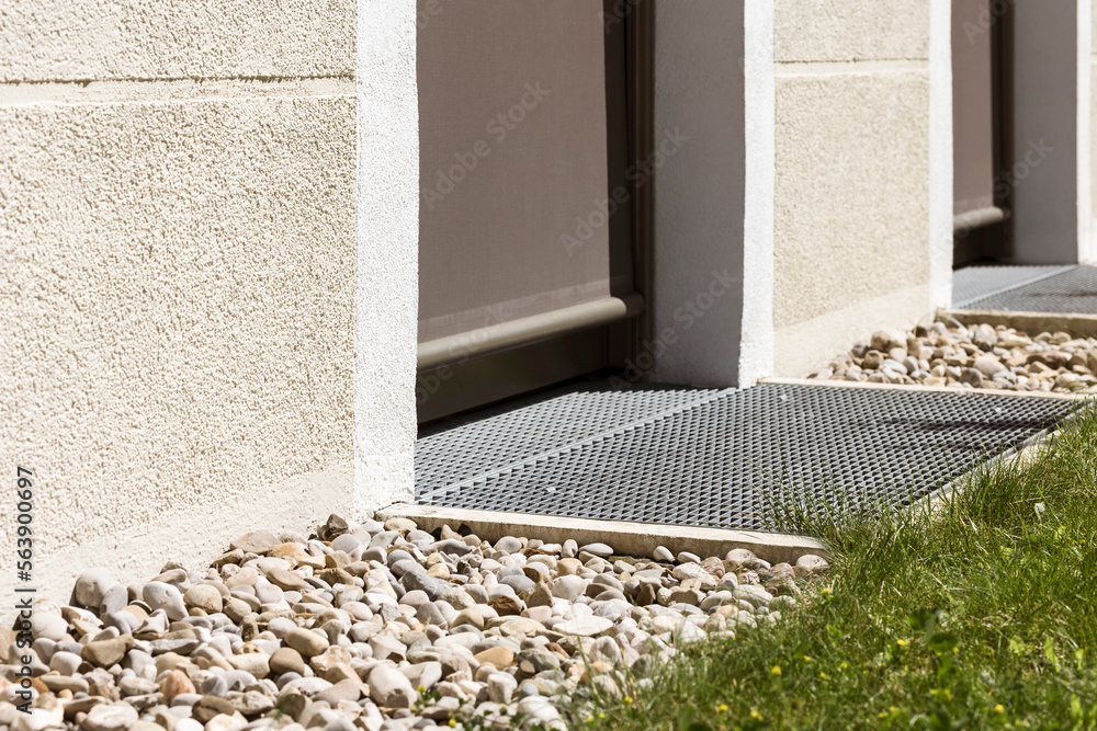 French Drain, Drain Stones Gravel, Modern Drainage Sewage Gutter System