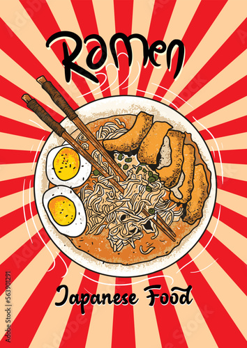 ramen japanese food illustration hand drawn