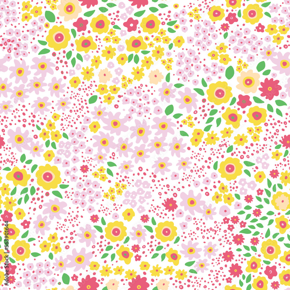 Vector Tiny Flowers. Decorative vector seamless pattern. Repeating background. Tileable wallpaper print.