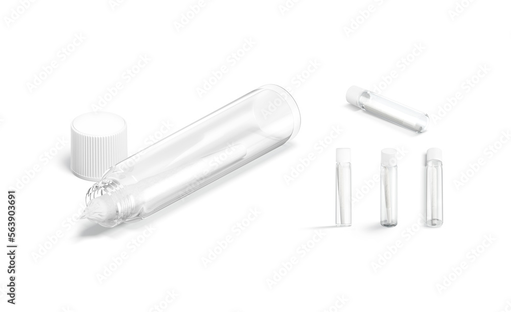 Blank white weed joint plastic tube lid mockup, different views Blank white weed joint plastic tube lid mockup, different views