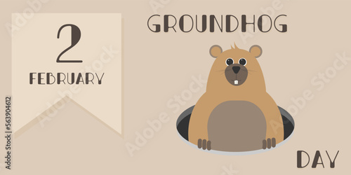 Groundhog day vector illustration banner