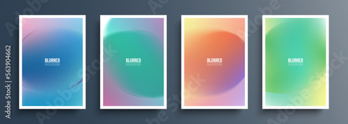 Set of light blurred backgrounds with multicolored soft color gradients for your creative graphic design. Vector illustration.