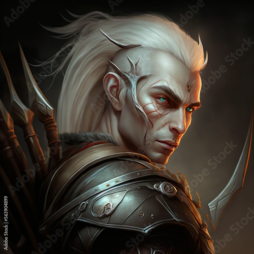 Portrait of an elf with a sword photo