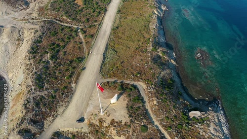 4K aerial footage of gallipoli battlefield of WW 1, a monument for turkish english and anzac soldiers who fight for canakkale war at 1915 photo