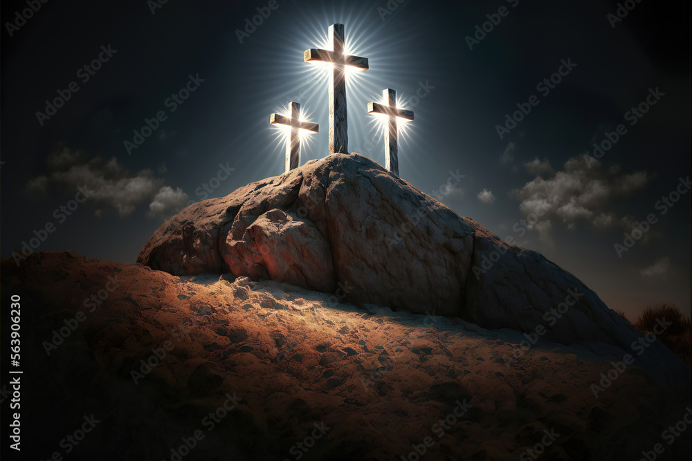 christian catholic cross on the hills, generative ai christian catholic cross on the hills, generative ai