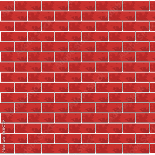 Red brick wall vector illustration. 