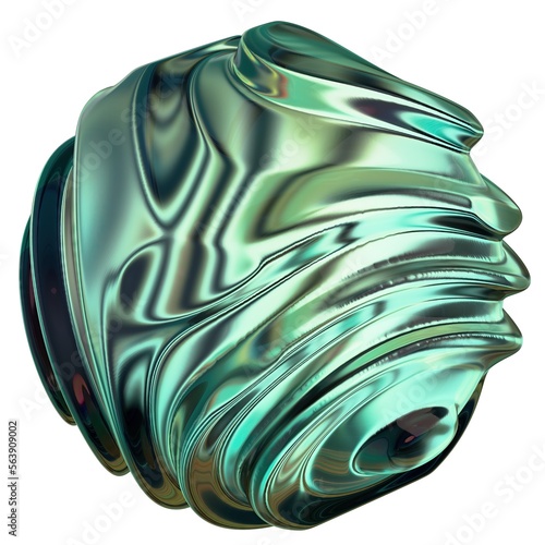 Green metallic organic wave pattern of spheres accompanied by abstract, dramatic, passionate, luxurious and exclusive isolated 3D rendering graphic design elemental background material