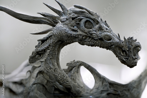Chinese dragon statue done with different types of rocks that show the details in minimal particles.Generate by Generative AI