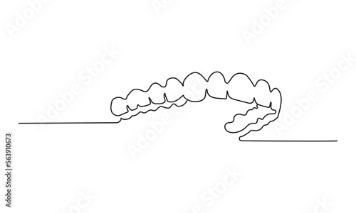 One continuous drawing of dental aligners. Dental care. Vector illustration