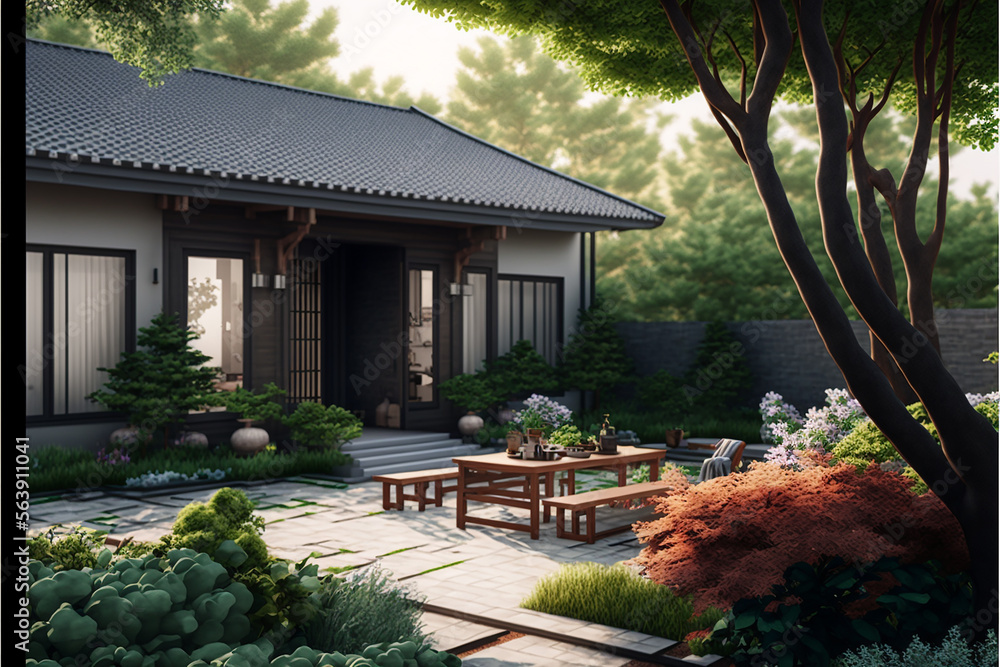 design backyard korean style. Generative AI design backyard korean style. Generative AI