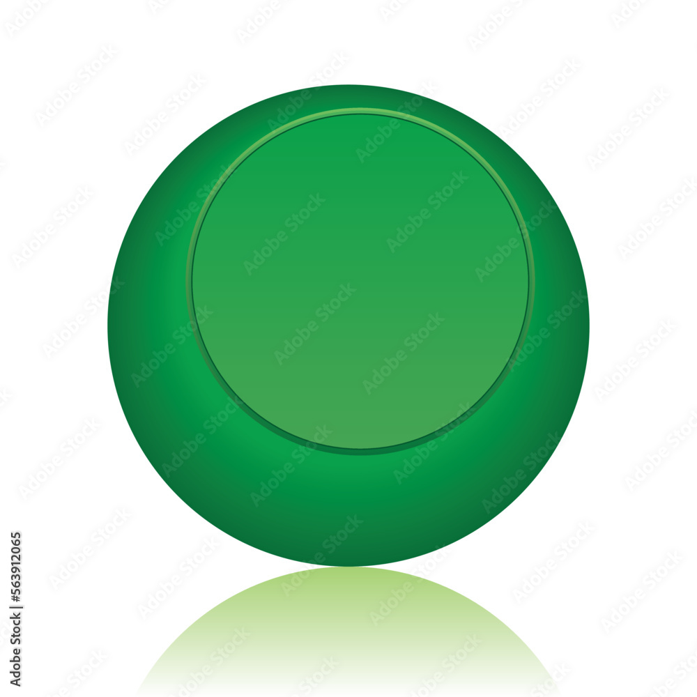 Green sphere button isolated on a white background Green sphere button isolated on a white background