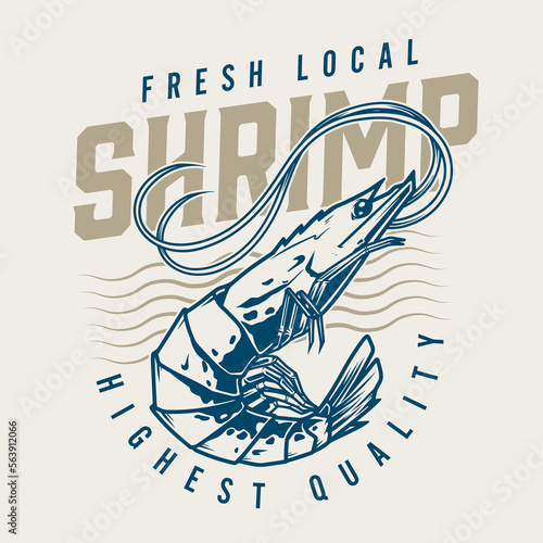 Fresh shrimp vintage emblem colorful