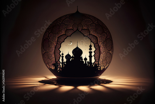 mosque in the night, generative ai