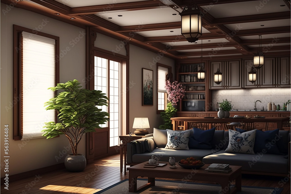 design family room korean style. Generative AI design family room korean style. Generative AI