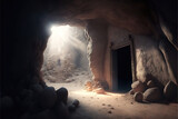 old cave interior, cave of jesus's tomb, generative ai
