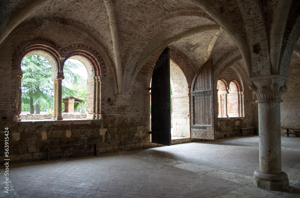 Interior of an old Italian church in San Galgano