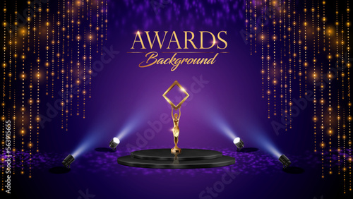 Fotografia, Obraz Golden Purple Stage Award Background