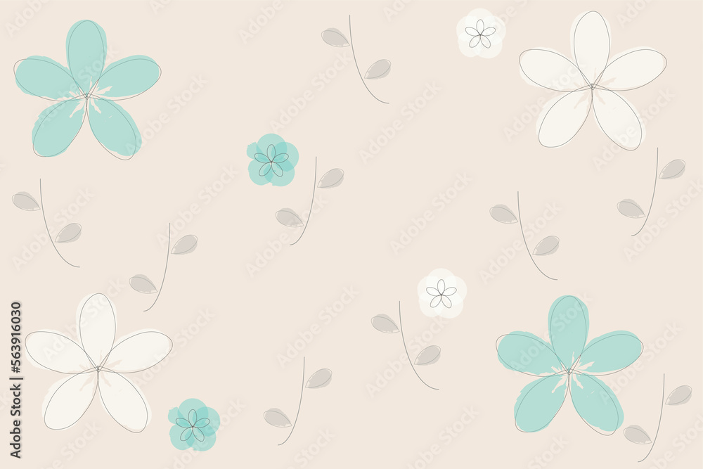 水色と白色の花のナチュラルな背景イラスト 水色と白色の花のナチュラルな背景イラスト