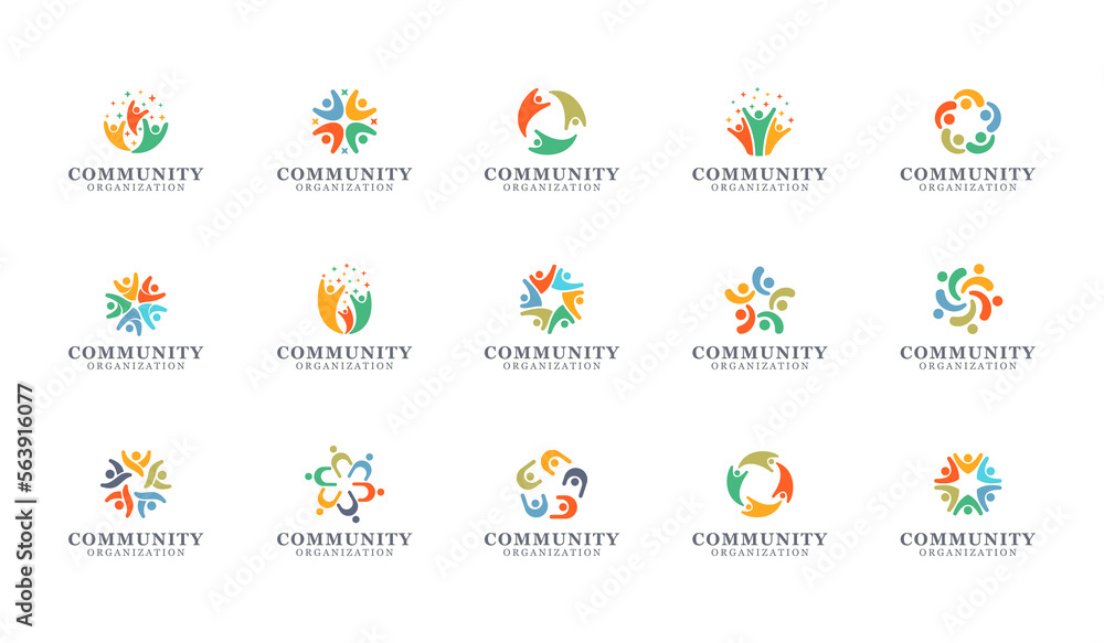 Modern creative community logo. community logo template. nonprofit organization logo template. geometric nonprofit logo template. mpodern and minimalist organization logo template - obrazy, fototapety, plakaty 