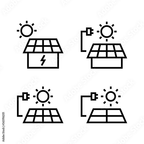 pack of solar panels connected to a house icon vector isolated illustration