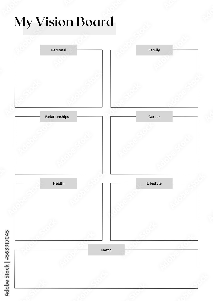 My Vision Board planner sheet, Minimal and clean printable planner ...