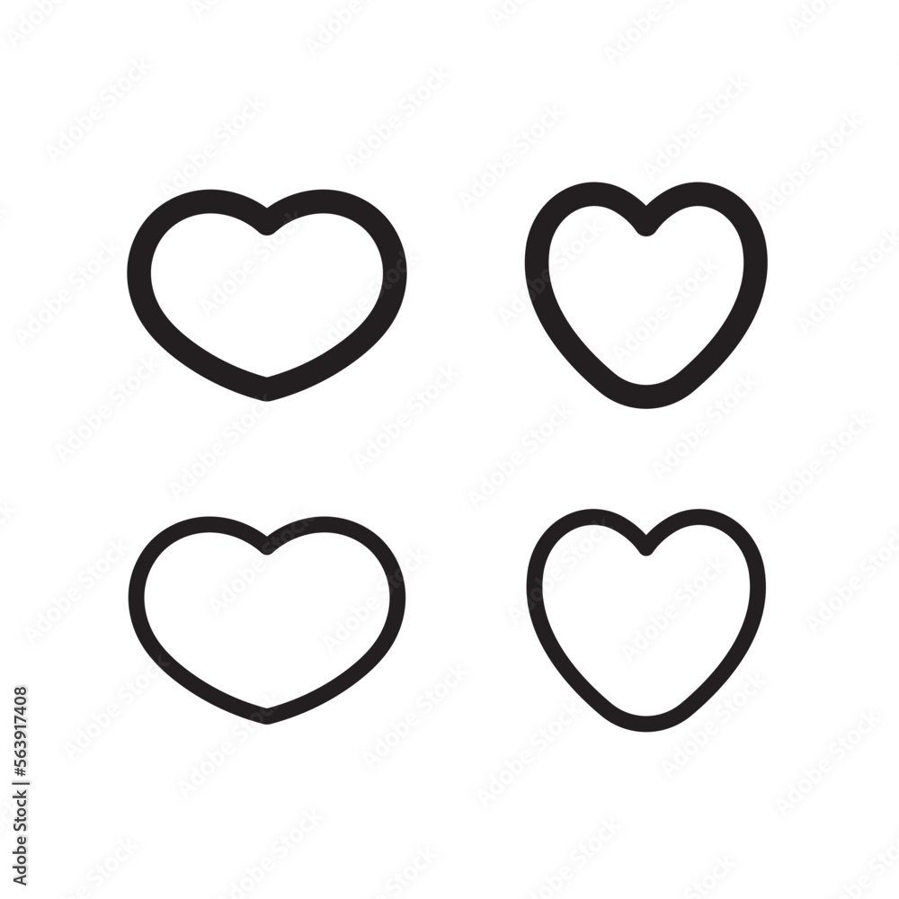 Heart shape icons. Hearts pictogram set. Symbol for valentine's day love. Heart shape icons. Hearts pictogram set. Symbol for valentine's day love.