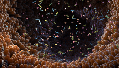 Intestinal bacteria. Microbiome photo