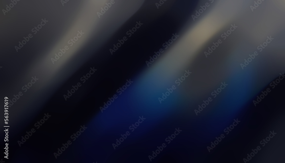 Blur glow abstract background. Light flare overlay. Defocused gray blue color beam glare leak design on dark black illustration with free space.