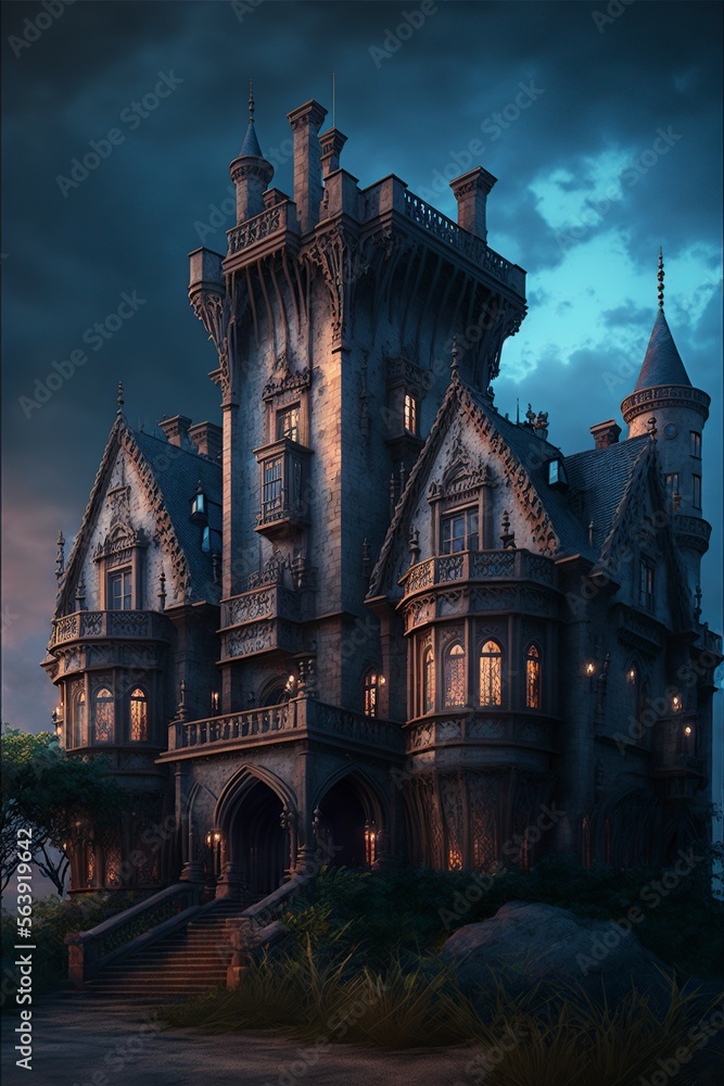 Obraz premium illustration of beautiful castles, image generated by AI