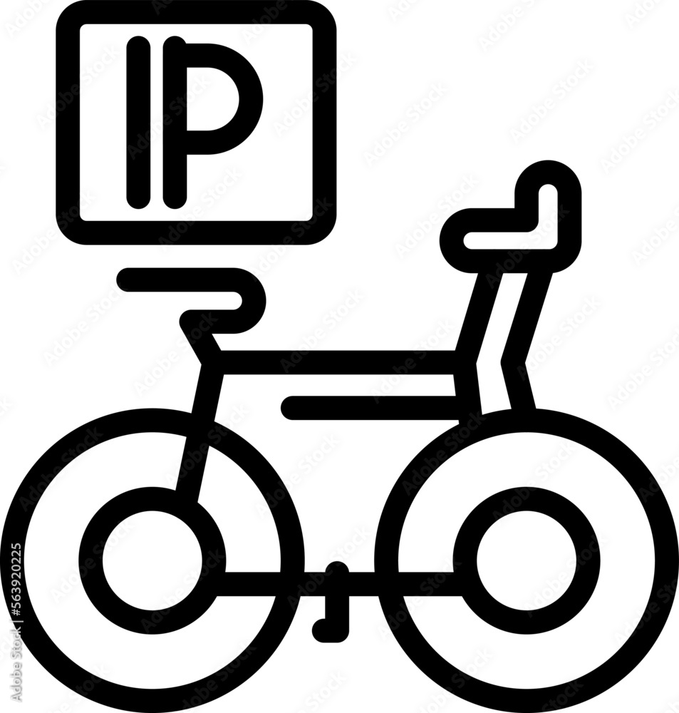 Bike parking icon outline vector. Lock safety. Key secure