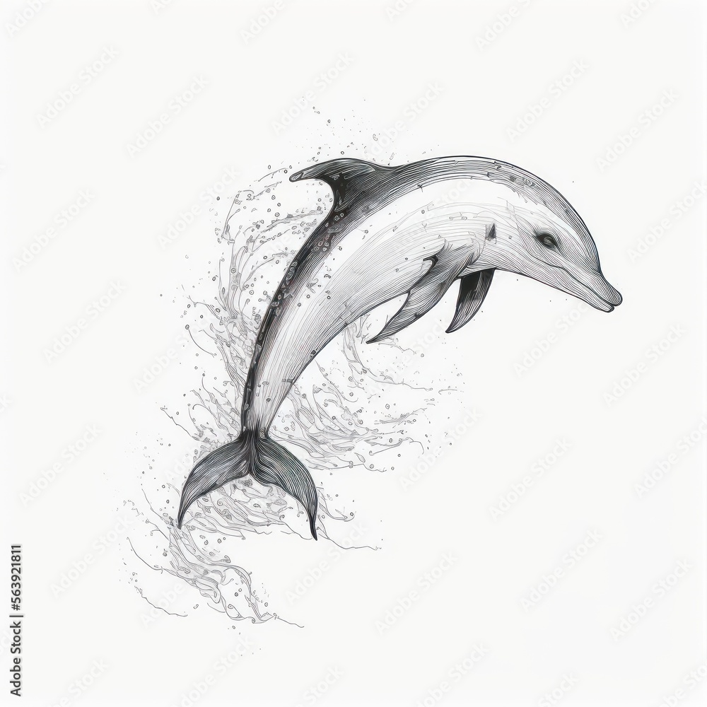 custom made wallpaper toronto digitalGraceful Minimal Dolphin Design Tattoo - A High-Quality Black and White Line Art Sketch