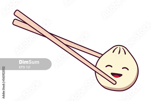 Cute Traditional Chinese dumplings vector dimsum food flat isolated illustration