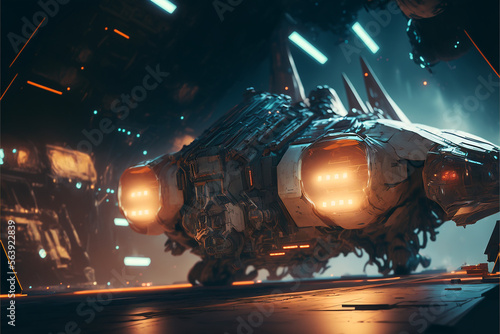 Fototapeta Naklejka Na Ścianę i Meble -  futuristic space war background. Generative AI