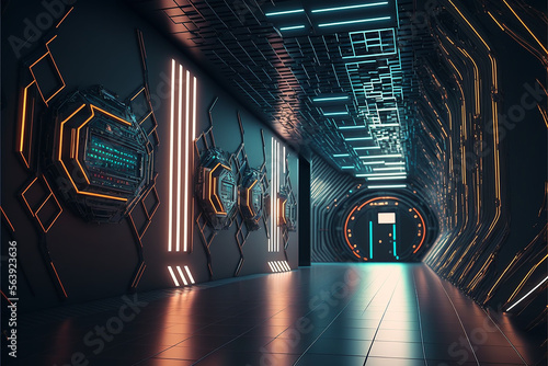 Fototapeta Naklejka Na Ścianę i Meble -  futuristic space war background. Generative AI