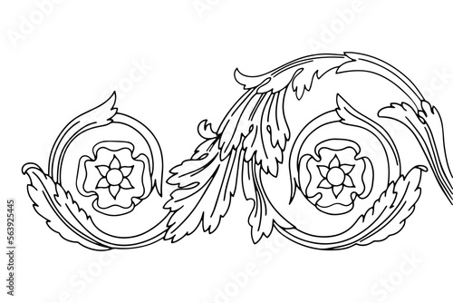 Decorative element flower, greek vector shape, stucco decoration, cartouche