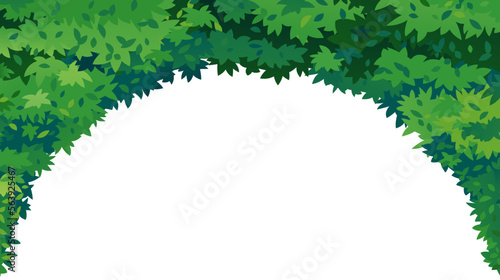 Green leaves arch on top isolated illustration, tunnel of green foliage decorative composition, dense vegetation of the leaves, canopy of leaves