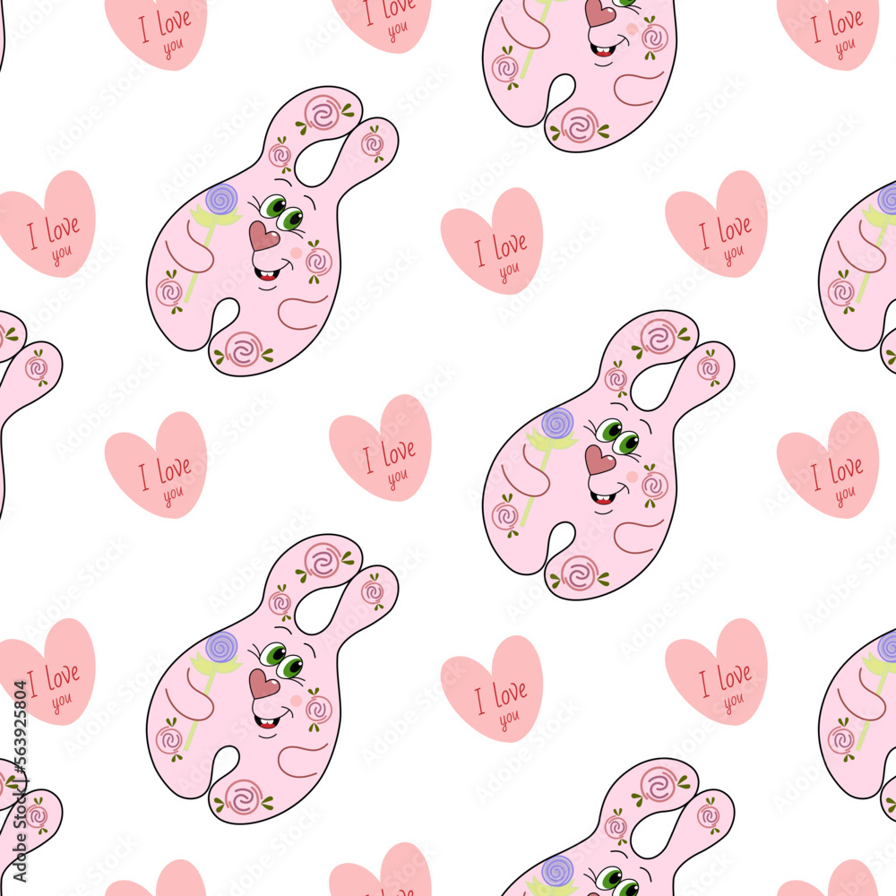 pattern pink hare with candy