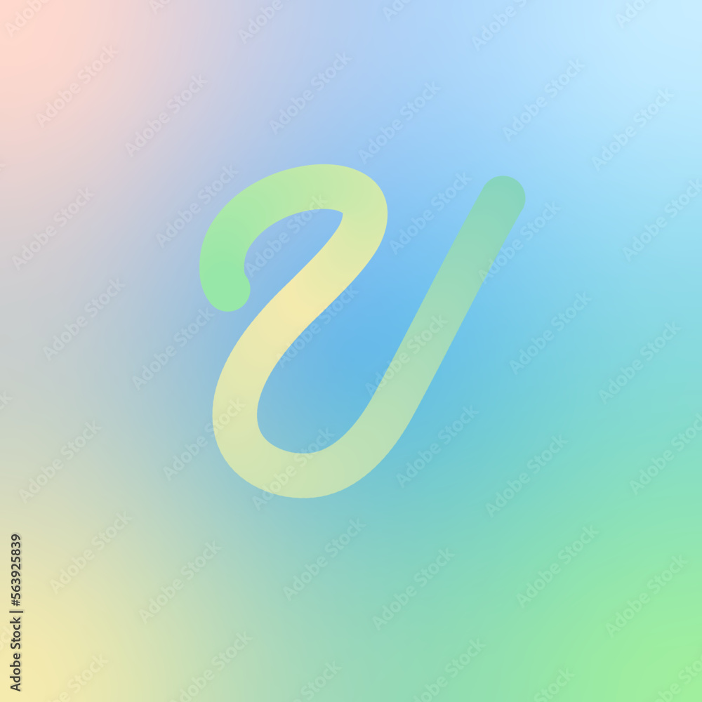 Blend U logo, Gradient background with U alphabet, U later logo, 3d iridescent gradient letter U Blend U logo, Gradient background with U alphabet, U later logo, 3d iridescent gradient letter U