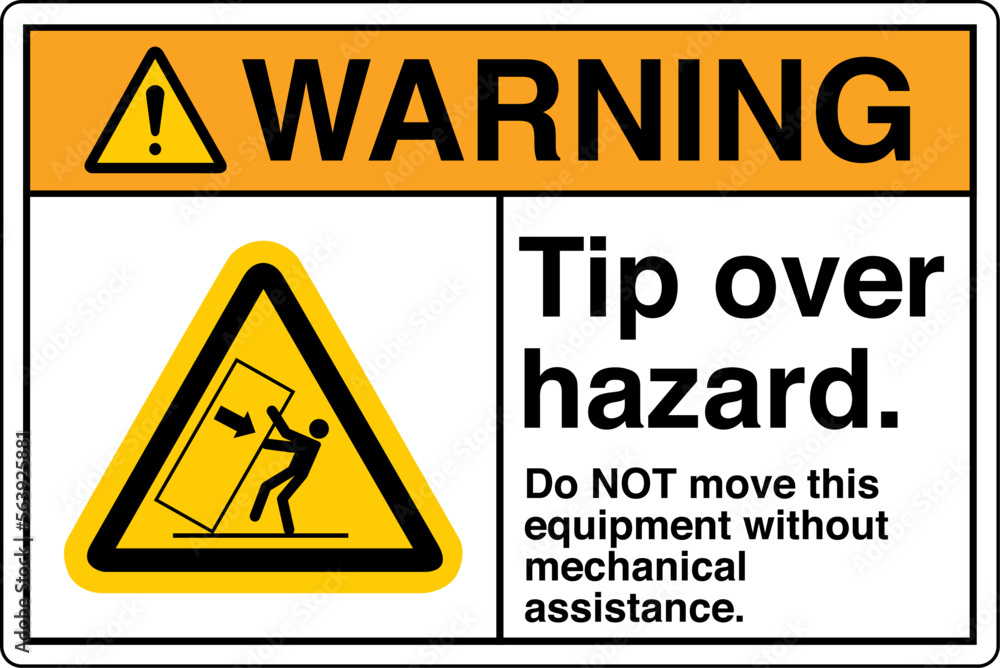 Safety Sign Marking Label Symbol Pictogram Standards Warning Tip over