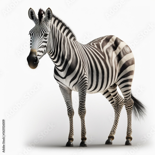 realistic full picture of a Zebra  white background