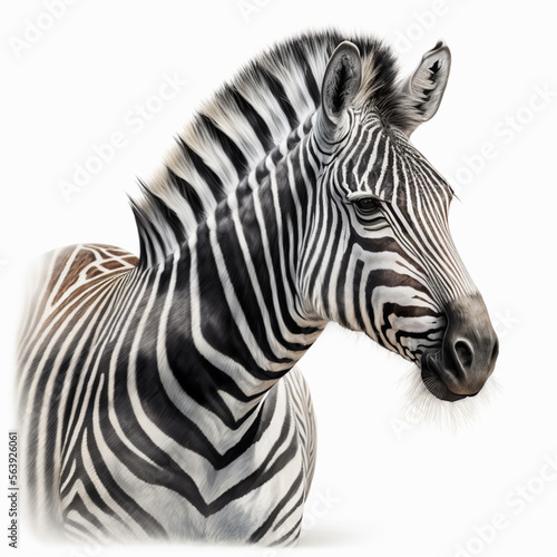 realistic image of a zebra s head  white background