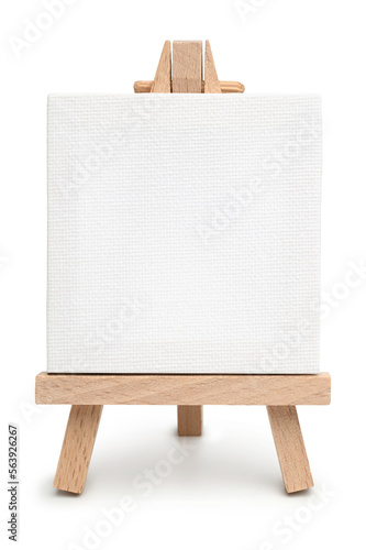 Small wooden easel with blank canvas