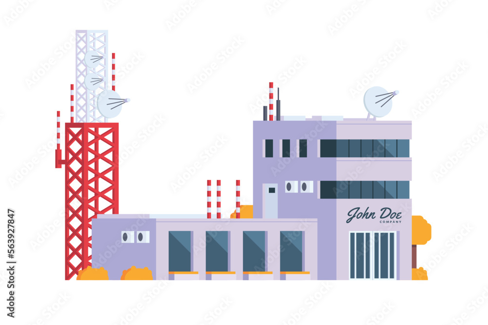 Radio station buildings for city illustration