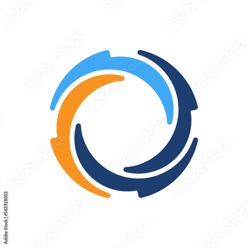 Four swooshes forming 3d circle