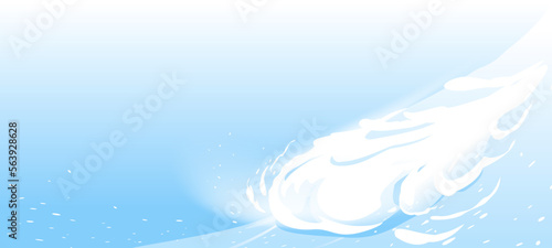 Snow avalanche slides down from mountain slope, natural hazard illustration background on blue sky, danger in mountains concept, dangerous nature phenomenon