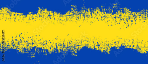 Yellow brush stroke background. Yellow ink splash on backdrop. Brush background for wallpaper, paint splatter template, dirt banner, watercolor design, dirty texture. Trendy brush background, vector