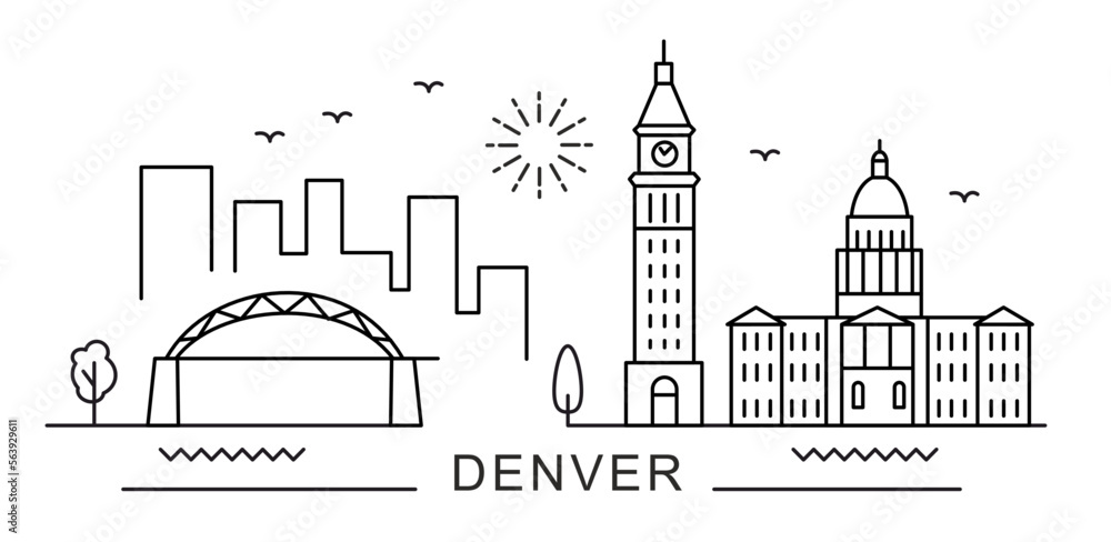 Denver City Line View. Poster print minimal design. Denver City Line View. Poster print minimal design.