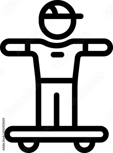 Child on longboard icon outline vector. Skate equipment. Wood sport