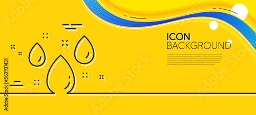 Rainy weather forecast line icon. Abstract yellow background. Rain sign. Water drops symbol. Minimal rainy weather line icon. Wave banner concept. Vector